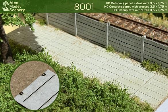 Betonový panel s drážkami 3,5*1,75m H0