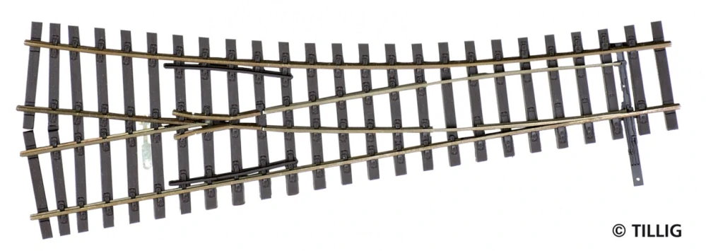 výhybka pravá 15°, délka 178 mm, R484, EW2 H0 Tillig 85323