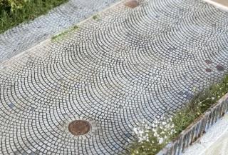 Model Scene Silnice rovná kroužková dlažba TT